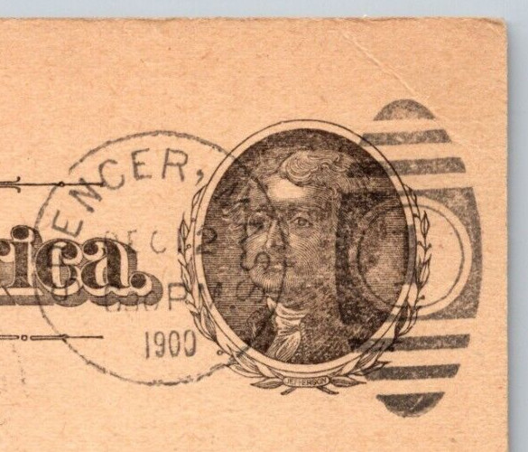 c1900 Postal Card DUPLEX Cancel ISAAC PROUTY CO Need Blank Forms For Time Clock
