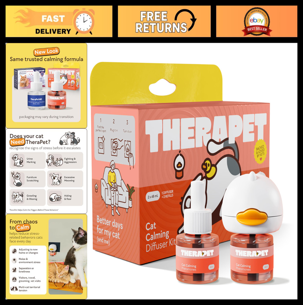 60-Day Cat Calming Diffuser - Pheromone for Stress, Pee Spraying, Aggression & M