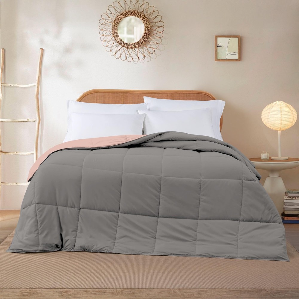 Modern Threads Down Alternative Reversible Comforter Charcoal Gray/Blush Queen