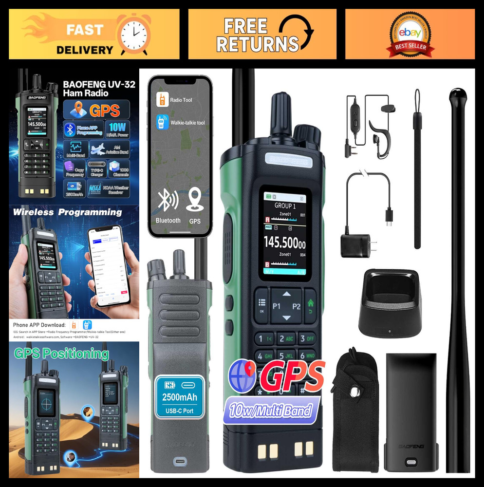 10W Long Range Handheld Ham Radio with GPS, NOAA Weather, APP Programming, USB-C