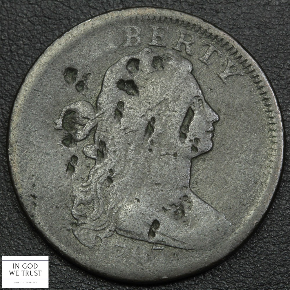1797 1C with Stems Draped Bust Copper Large Cent 1C - Damage