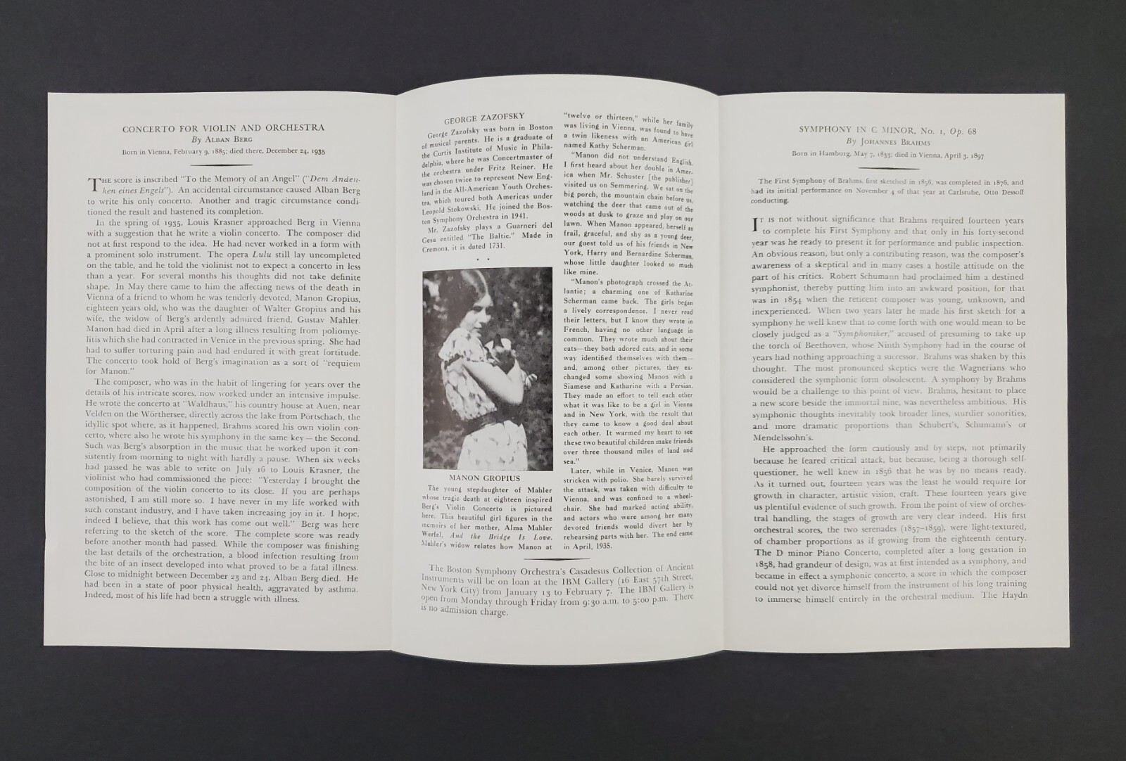 1963 Brooklyn NY Academy Music Boston Symphony Orchestra Vintage Program Lot