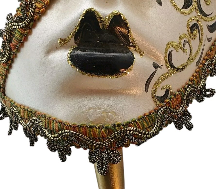 Mask Venice Stick Moon Carnival Black