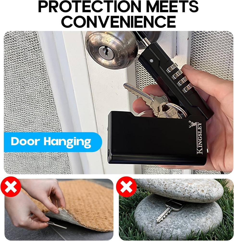 Portable Key Lock Box Resettable Combination Key Safe Black