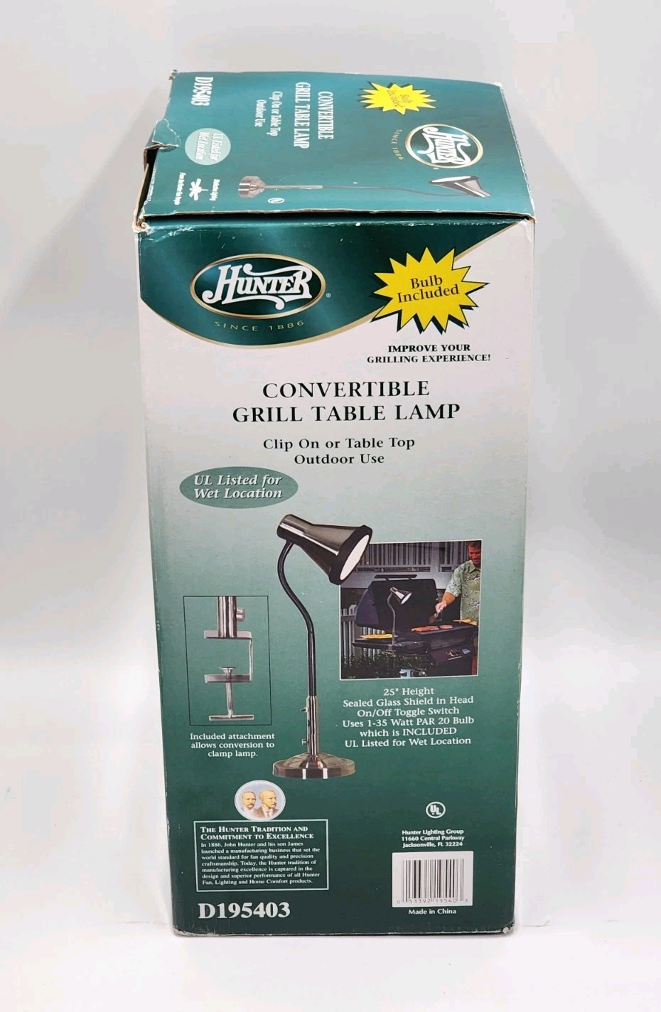 Hunter 25" Convertible Grill Table Lamp D195403 UL Listed - New - Free Shipping