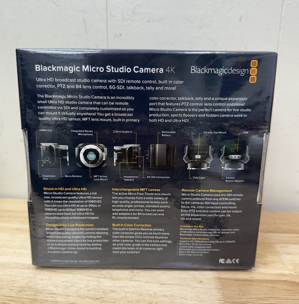 Blackmagic Design Micro Studio Camera 4K Ultra HD Camera G1 SEALED!