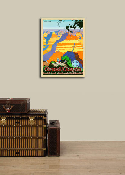Grand Canyon Santa Fe 1949 Vintage Style Railroad Poster - 20x28