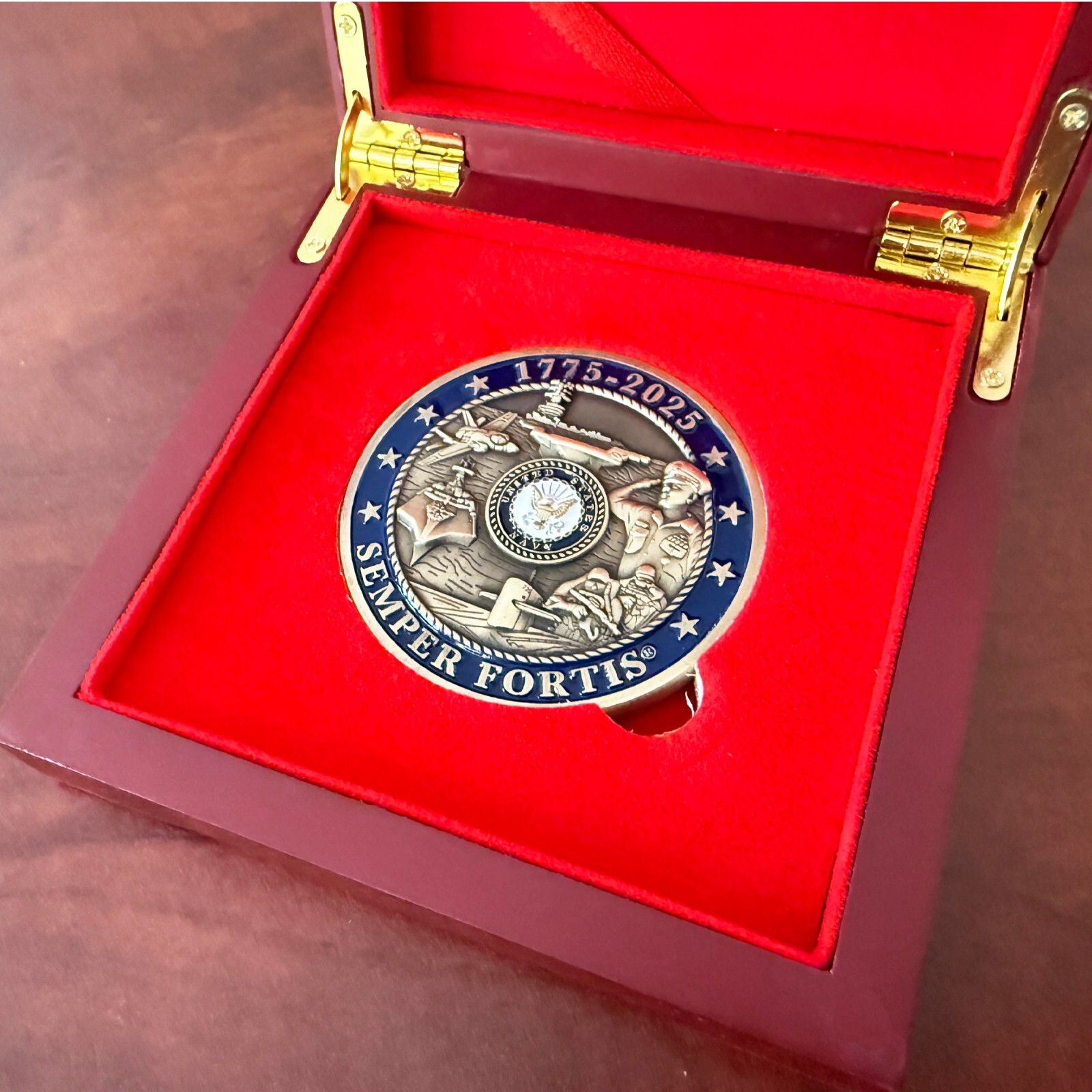 U.S. Navy 250th Anniversary Challenge Coin With Box