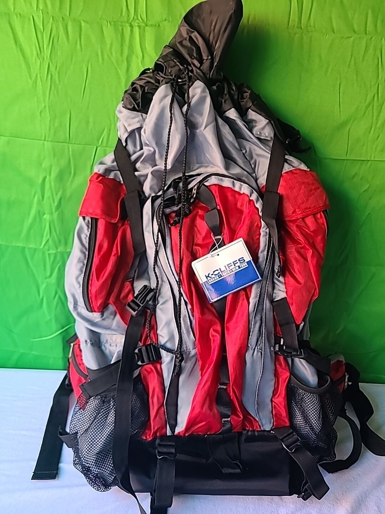 K-Cliffs Expandable Large Camping Backpack in Red Grey