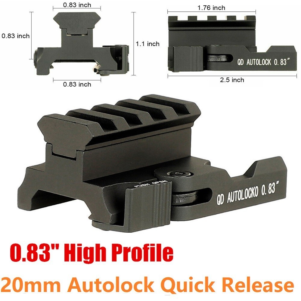 0.83" QD Quick Release Riser Mount Red Dot Scope Riser Mount 20mm Picatinny Rail