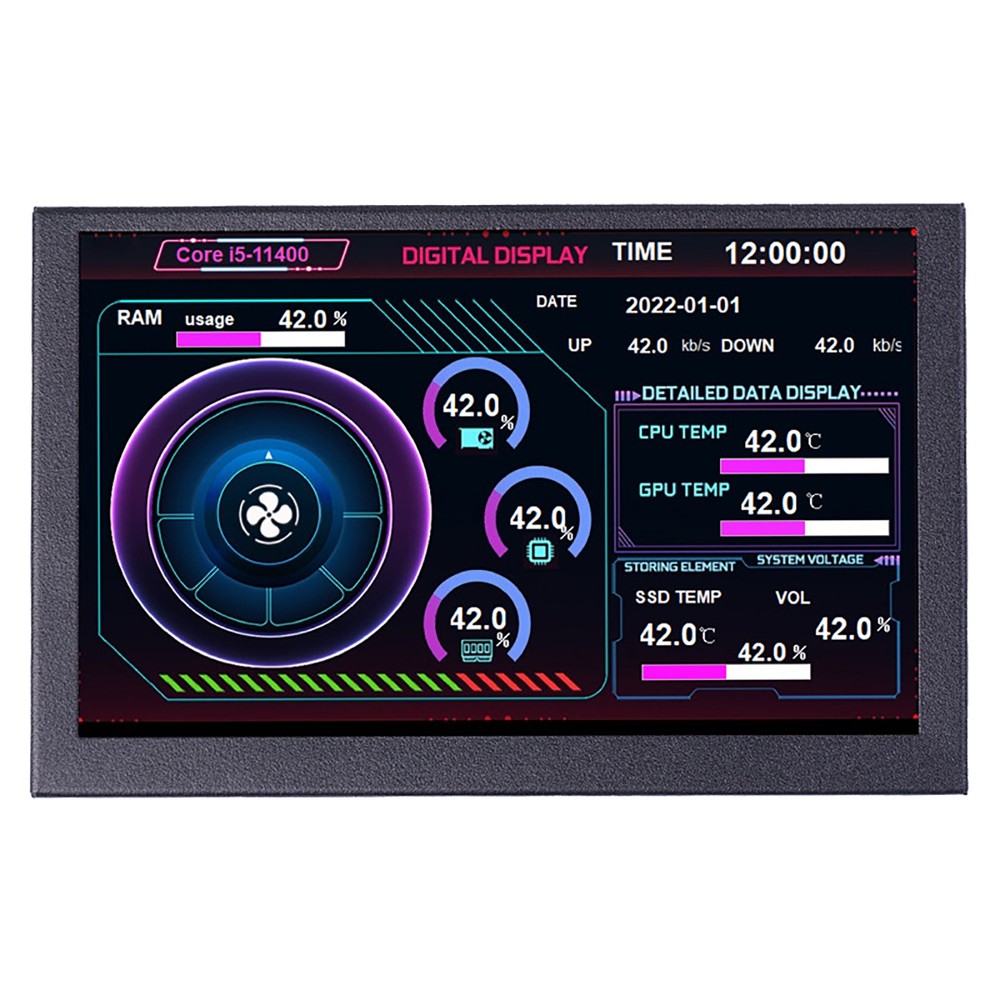 5Inch IPS Type C Secondary Screen for Computer CPU GPU RAM HDD Display 800*480