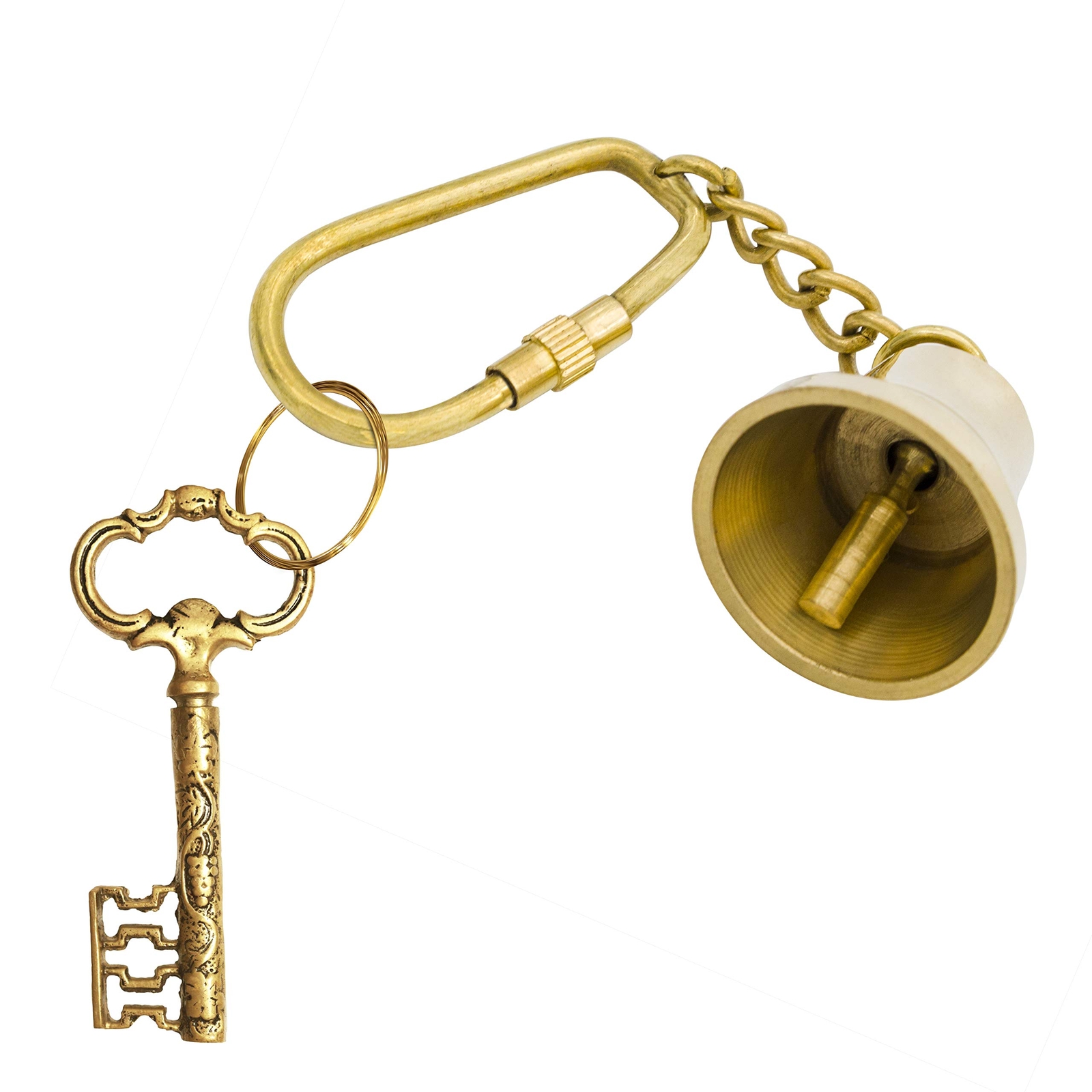 Keychain Ring Brass Bell Nautical Marine Viking SCA Collectible Gift Accessory