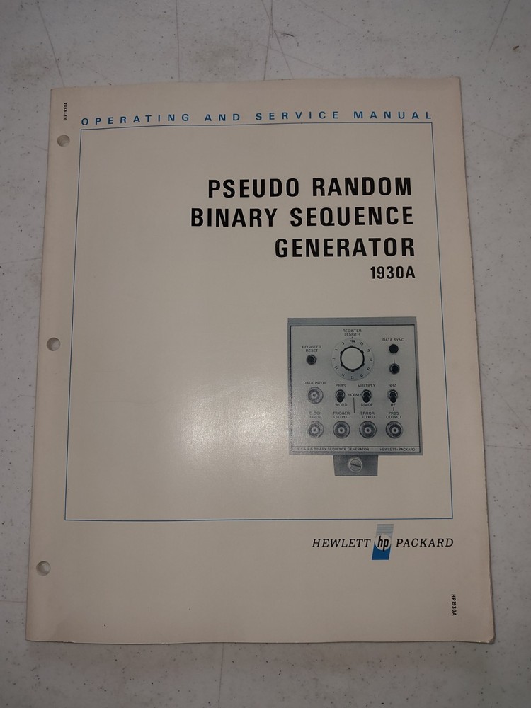 Original HP 1930A Pseudo Random Binary Sequence Generator O & S manual