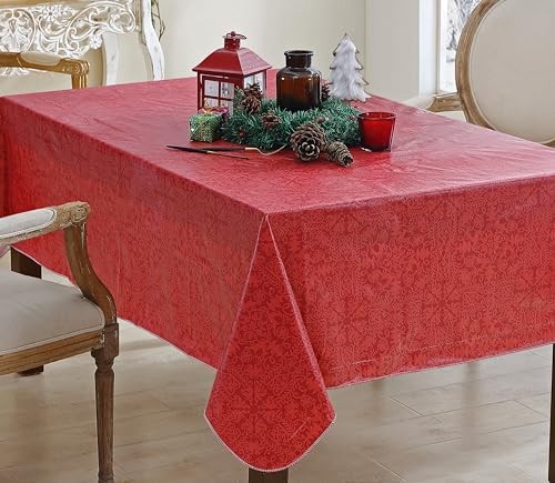 Red Reindeer Damask Christmas 60 x 102 Inch Rectangle 102" x 60" (Rectangular)