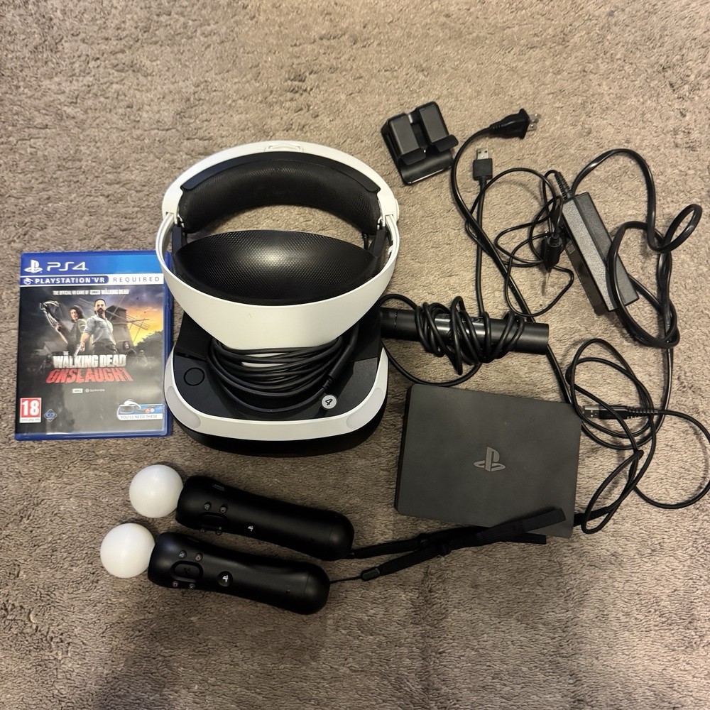 Sony PlayStation VR Headset Bundle, Move Controllers, Game, HDMI, Room-Scale VR