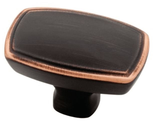 1-1/2" Ashtyn Rectangle Knob Bronze With Copper Highlights