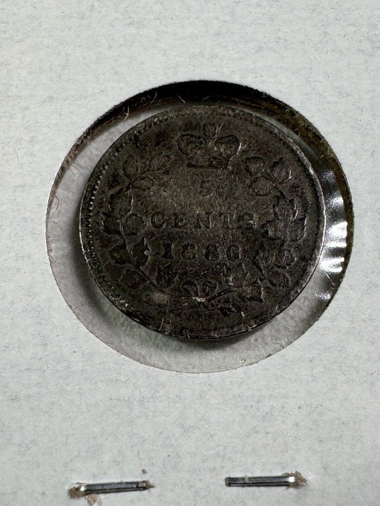 1886 Canada 5 Cents Small Silver Coin Small 6