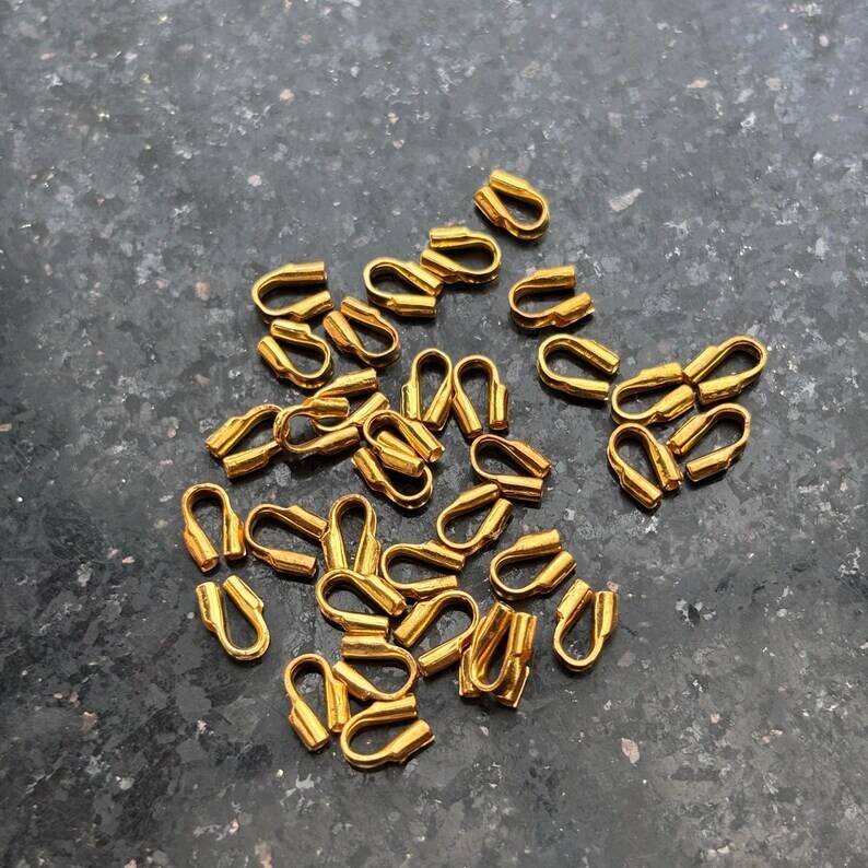 14k Solid Yellow Gold Wire Guard Cover Protector Stringing Finding 0.6mm 10pc