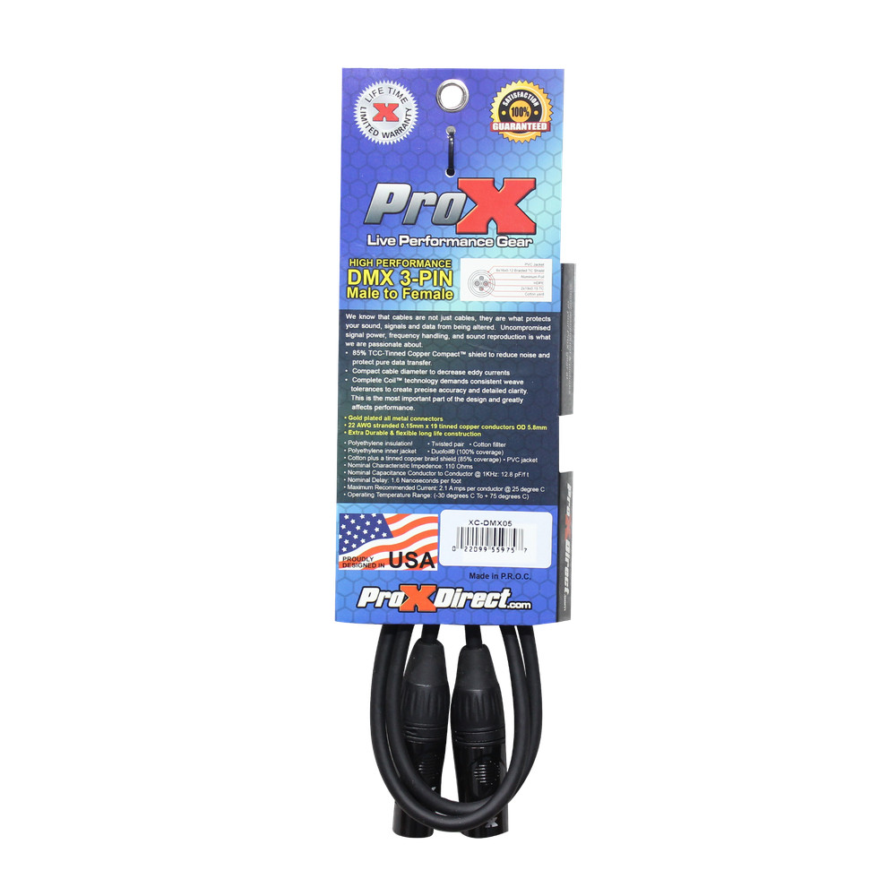 20 ProX DMX Cables 3 Pin 5ft DMX High Performance Lighting Data Cable