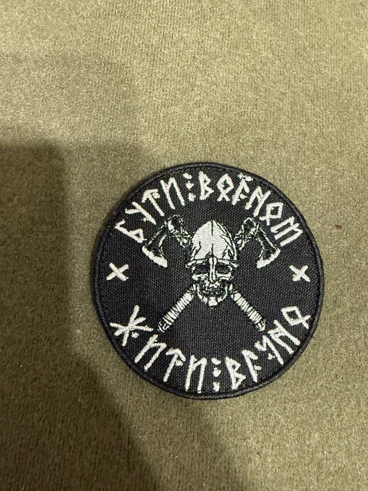 Viking Rune Skull Tactical Patch – Norse Style Embroidered Morale Patch
