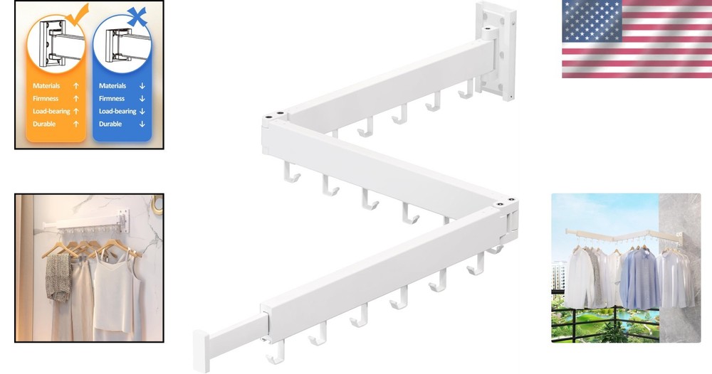 Sturdy Wall-Mounted Tri-Fold Laundry Rack – Max 220 lbs Capacity, Rust-Free