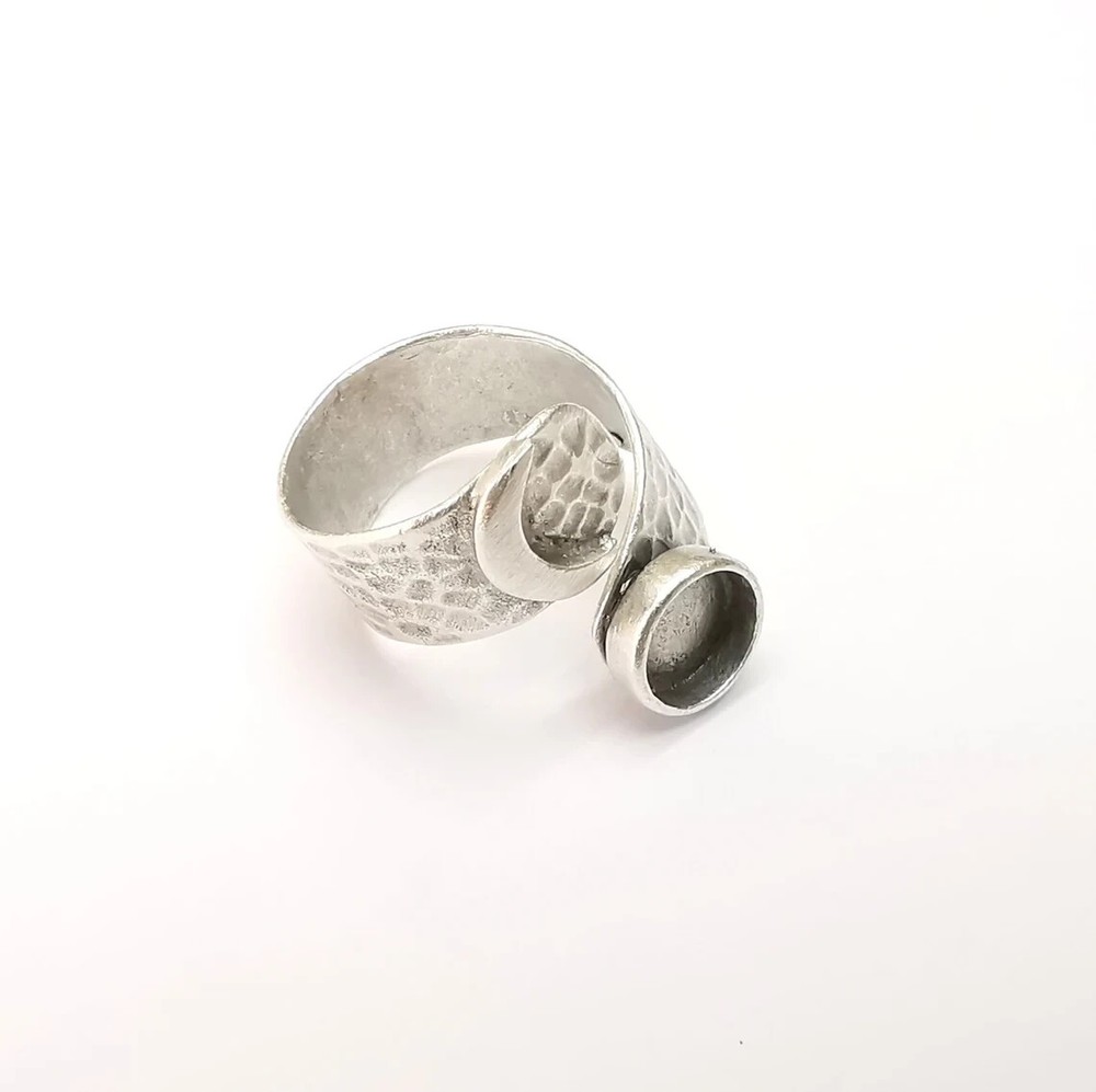 Crescent Ring Setting Blank Cabochon Mounting Adjustable Ring Base Bezel