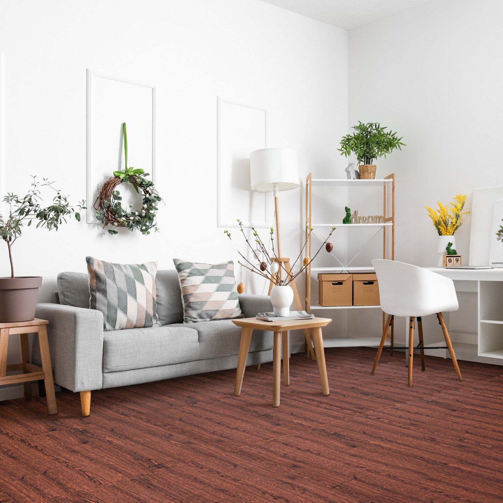 Sorbus 96 Sq. Ft. Wood Grain Floor Tiles, Interlocking EVA Foam Mats 24 Pcs.