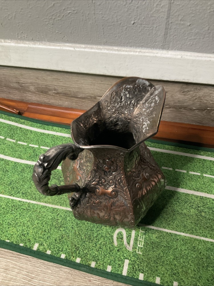 SILVERPLATE on Copper PITCHER Dutch Colonial