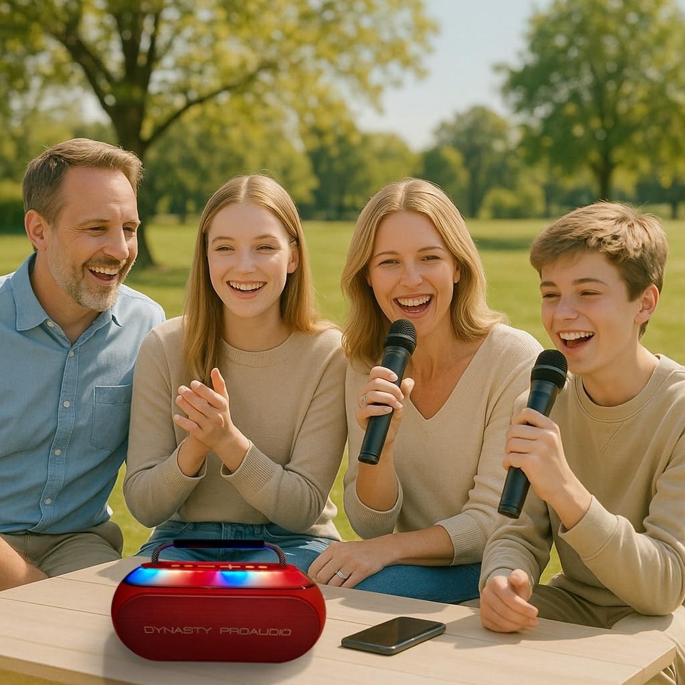 SB-230 Portable Bluetooth Speaker/Karaoke Machine with Two Wireless Microphon...