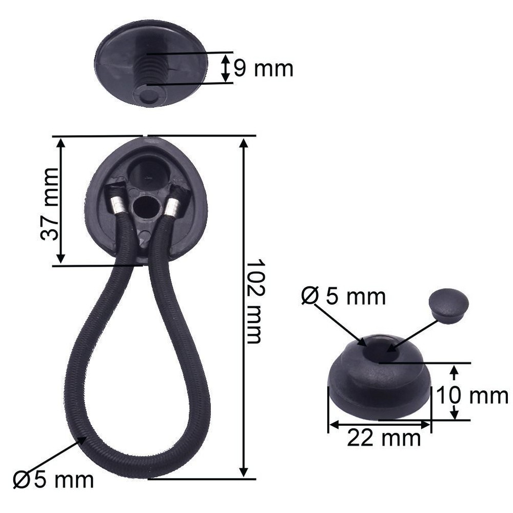 4 Shock Cords Tie Down Strap Bungee knob Cords Pullcord Tie Down Cover White