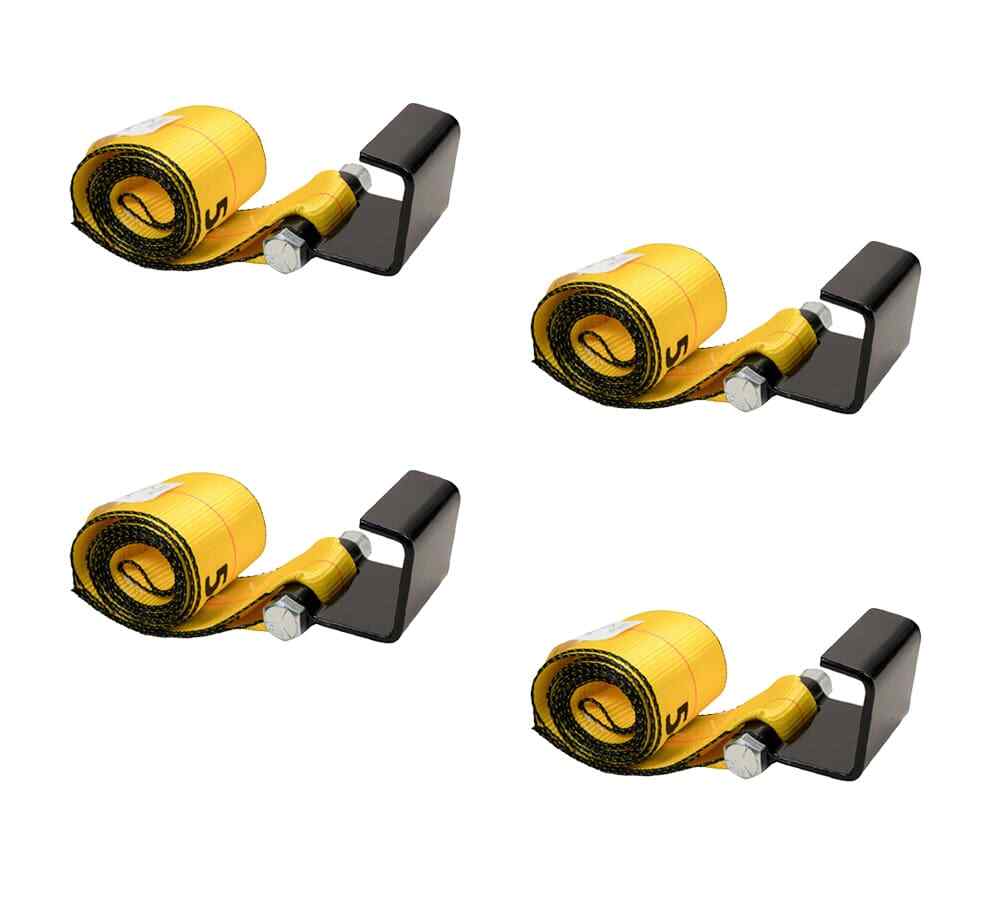 4 Pack 4"x5' Roll Off Container Winch Strap with Flat Hook 5400 # WLL Bolt-On