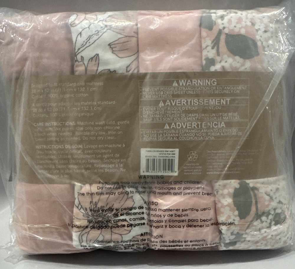 4-Pack Organic Cotton Fitted Crib Sheets