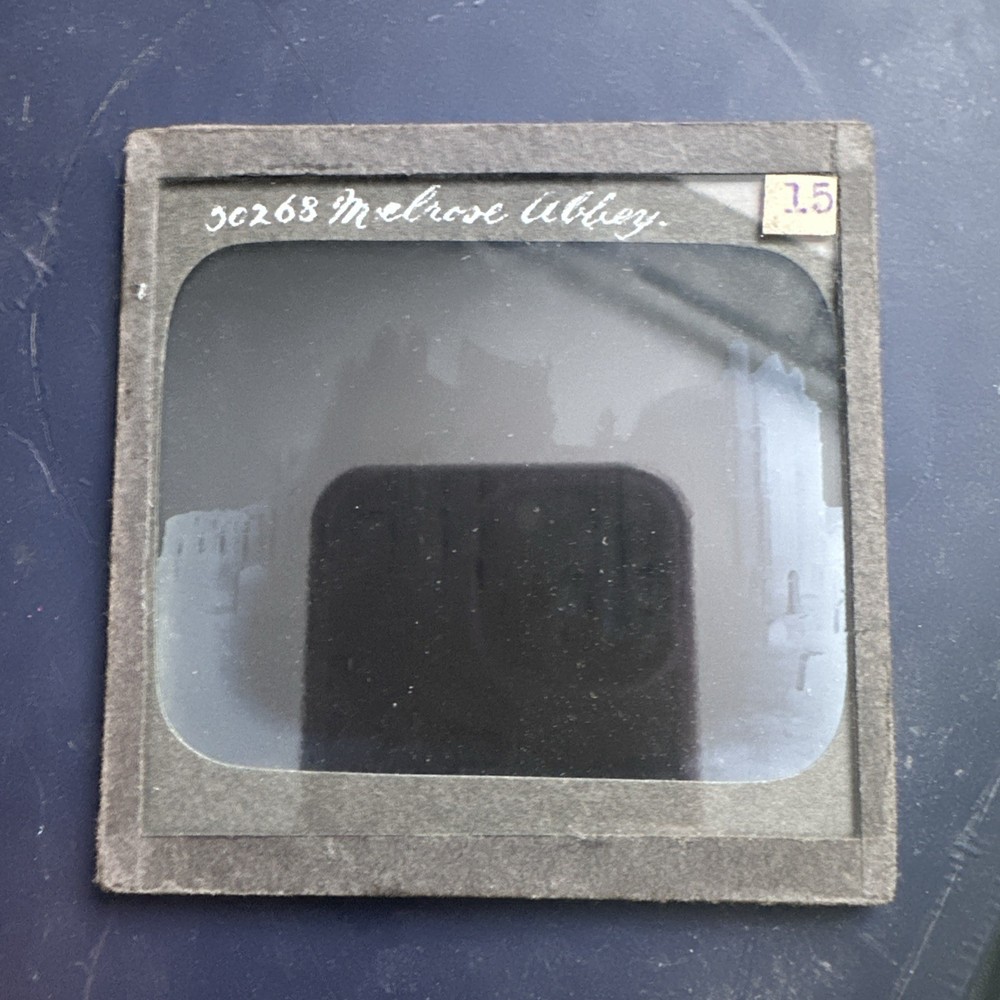 Antique Magic Lantern Slide Melrose Abbey
