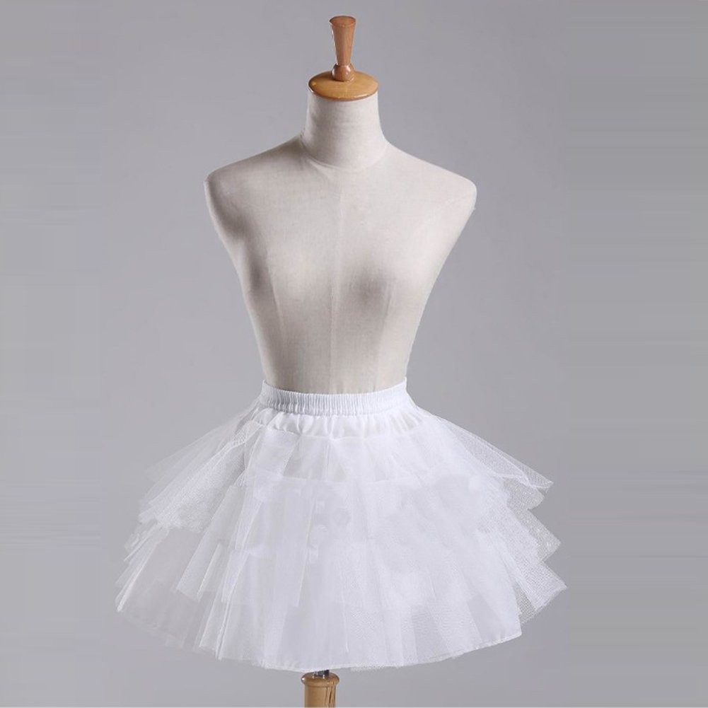 Kids White Mini 3 Layer Petticoat, Flower Girl, Underskirt, Crinoline Slip