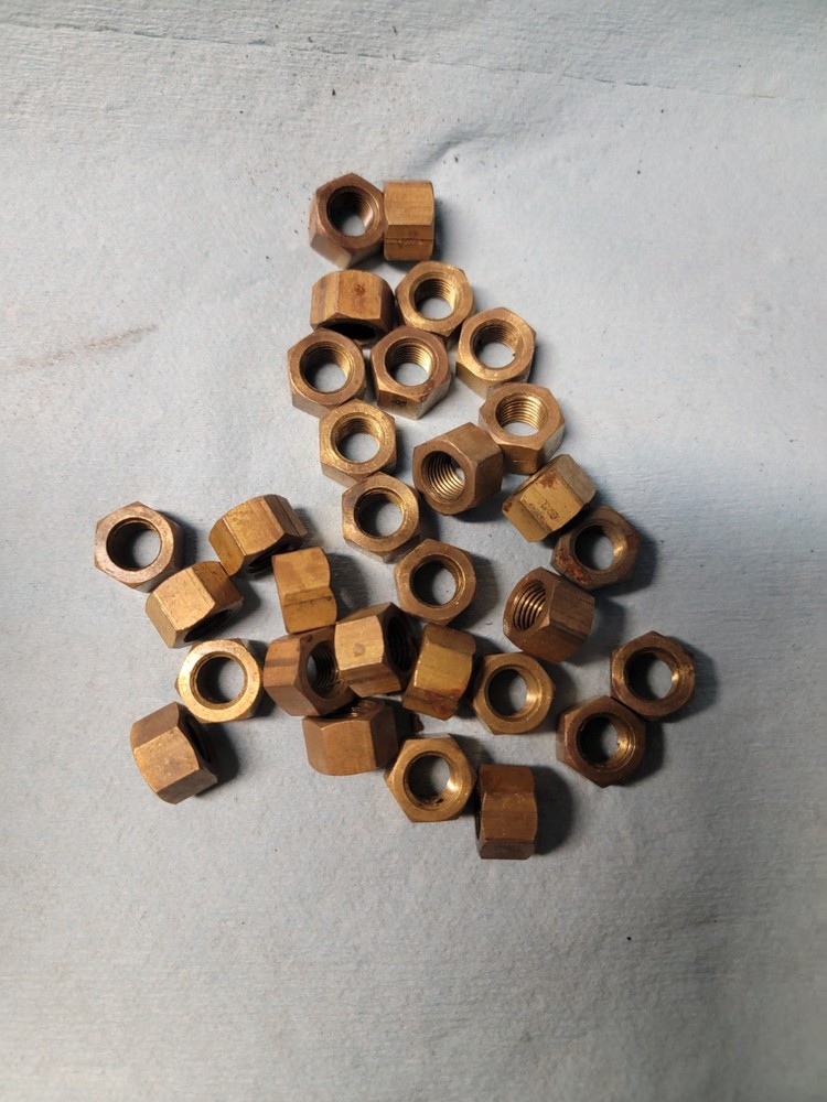 3/8"-24 solid Brass Hex Nuts 25 qty