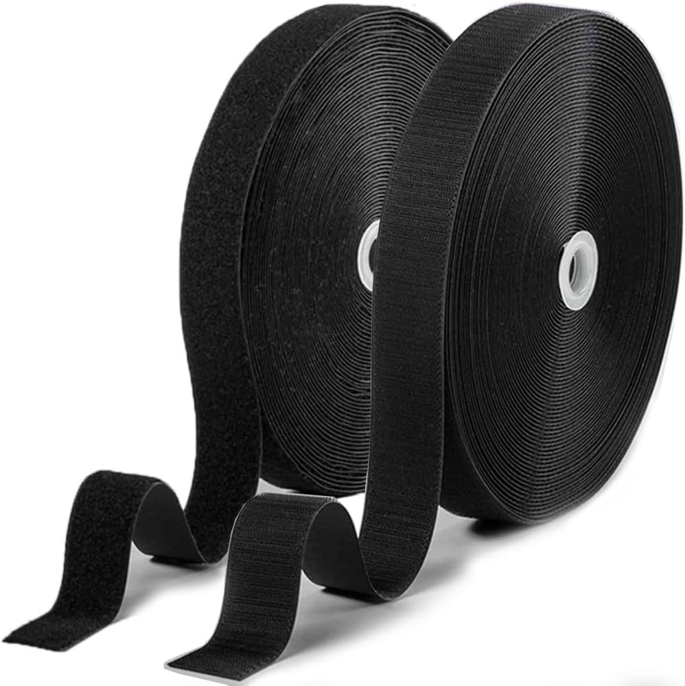 Strong Adhesive Black Hook Loop Tape - 82ft