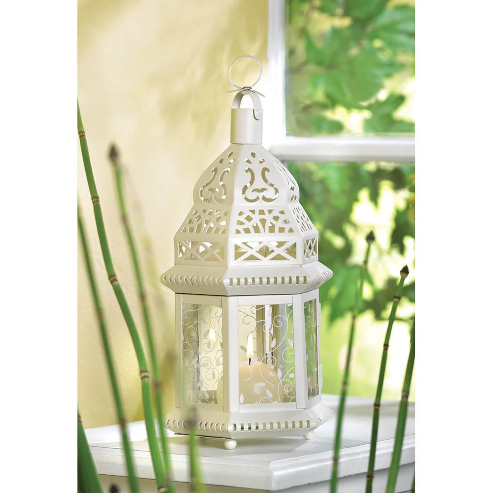 White Moroccan Candle Lantern
