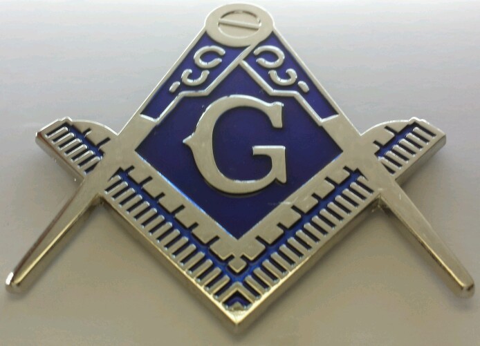 Masonic cut-out car emblem in silver