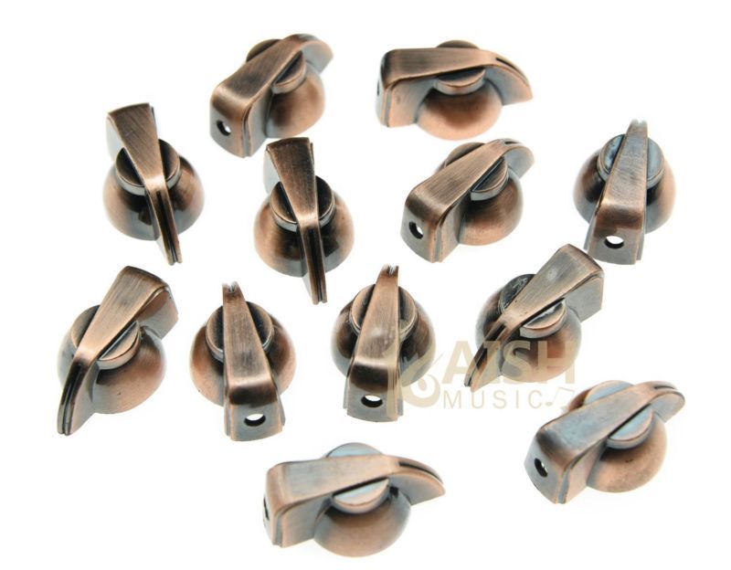 KAISH 12pcs Brass Insert Guitar Chicken Head Knob AMP Effect pointer Knob Bronze
