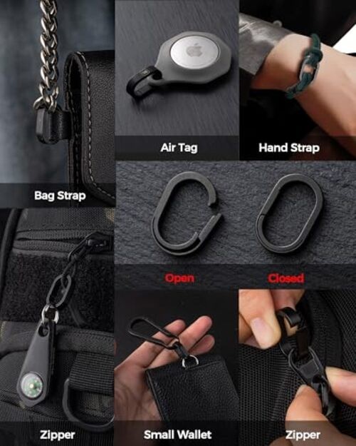 Key Ring, Titanium Side Pushing Key Rings Keychain Rings Small Split Black