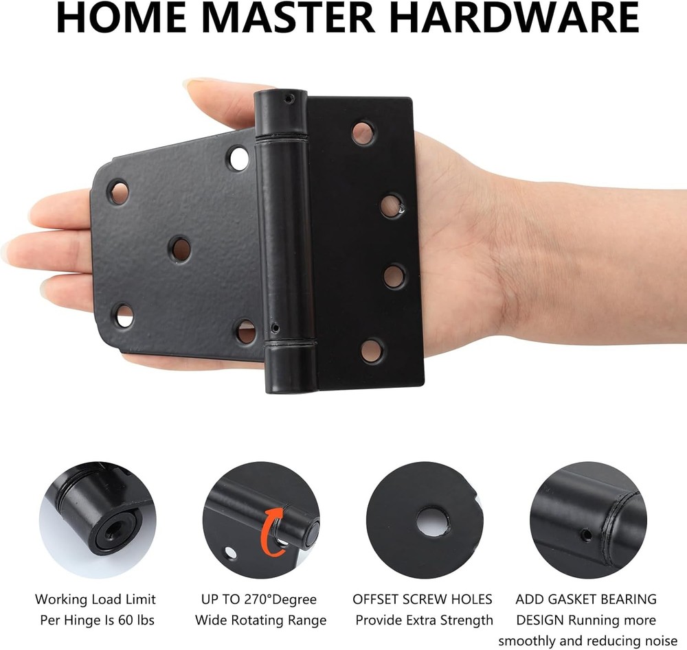 HOME MASTER HARDWARE Self-Closing Gate Kit Black - 3.5 in Spring Hinge+Latch
