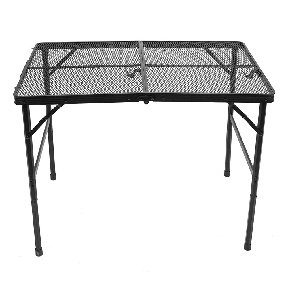 Camping Table with Mesh Desktop Portable Folding Grill Table Height Adjustable