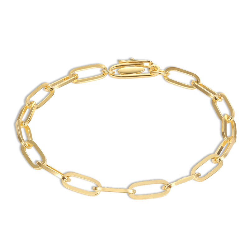 5 mm Paperclip Link Bracelet 14k Yellow Gold side closure New Gift