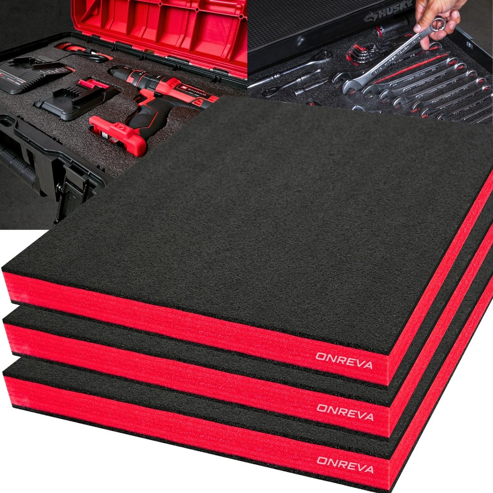 Tool Box Foam, 3Pack 18x12x2 inch, Foam Inserts for Cases, Polyethylene Stora...