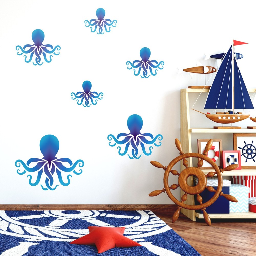 KIDS Reusable Plastic Stencils (5 pcs) // OCTOPUS