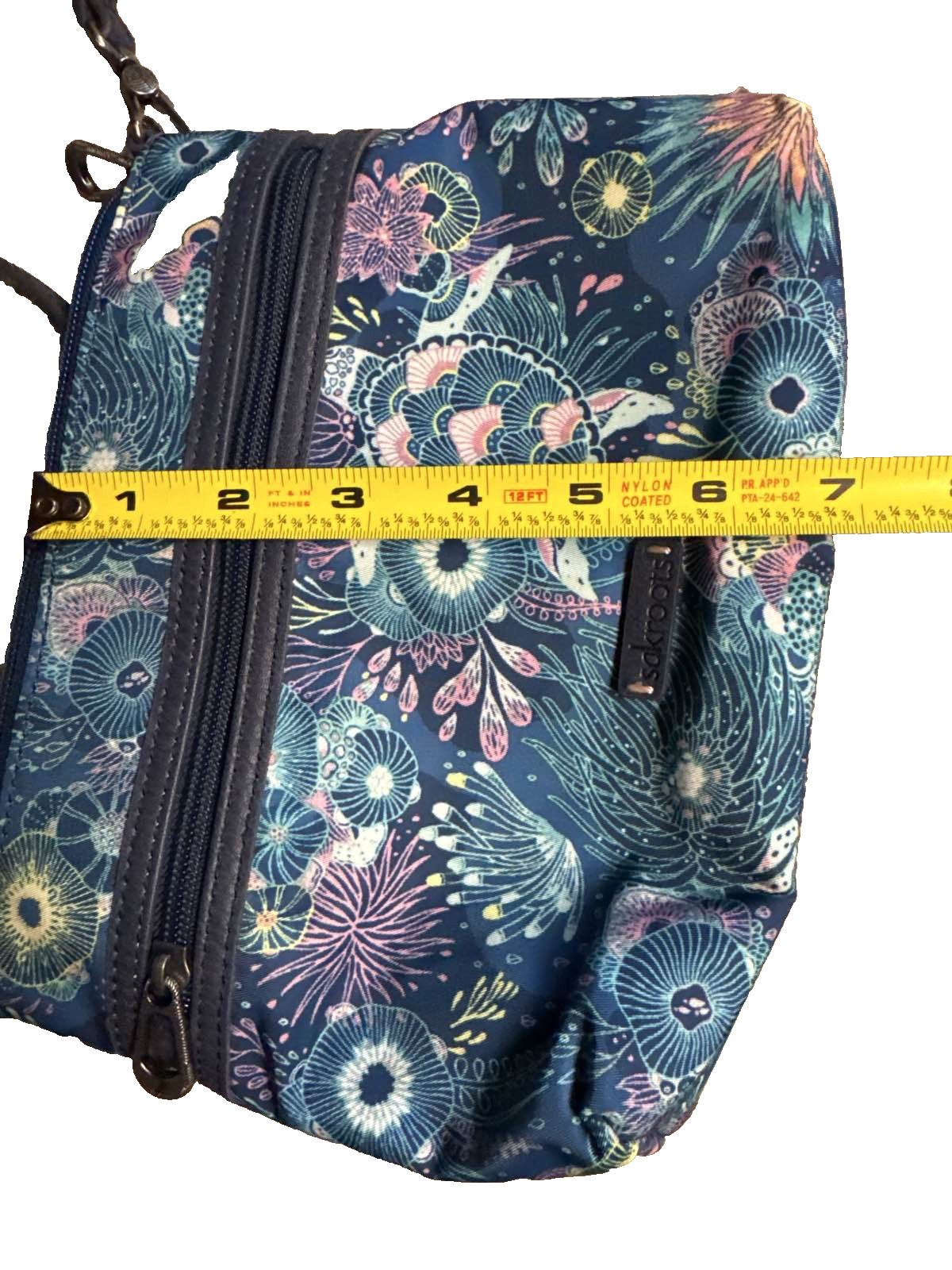 Sakroots Crossbody Bag Royal Blue Eco Twill Triple Zip Purse, EC, BOHO