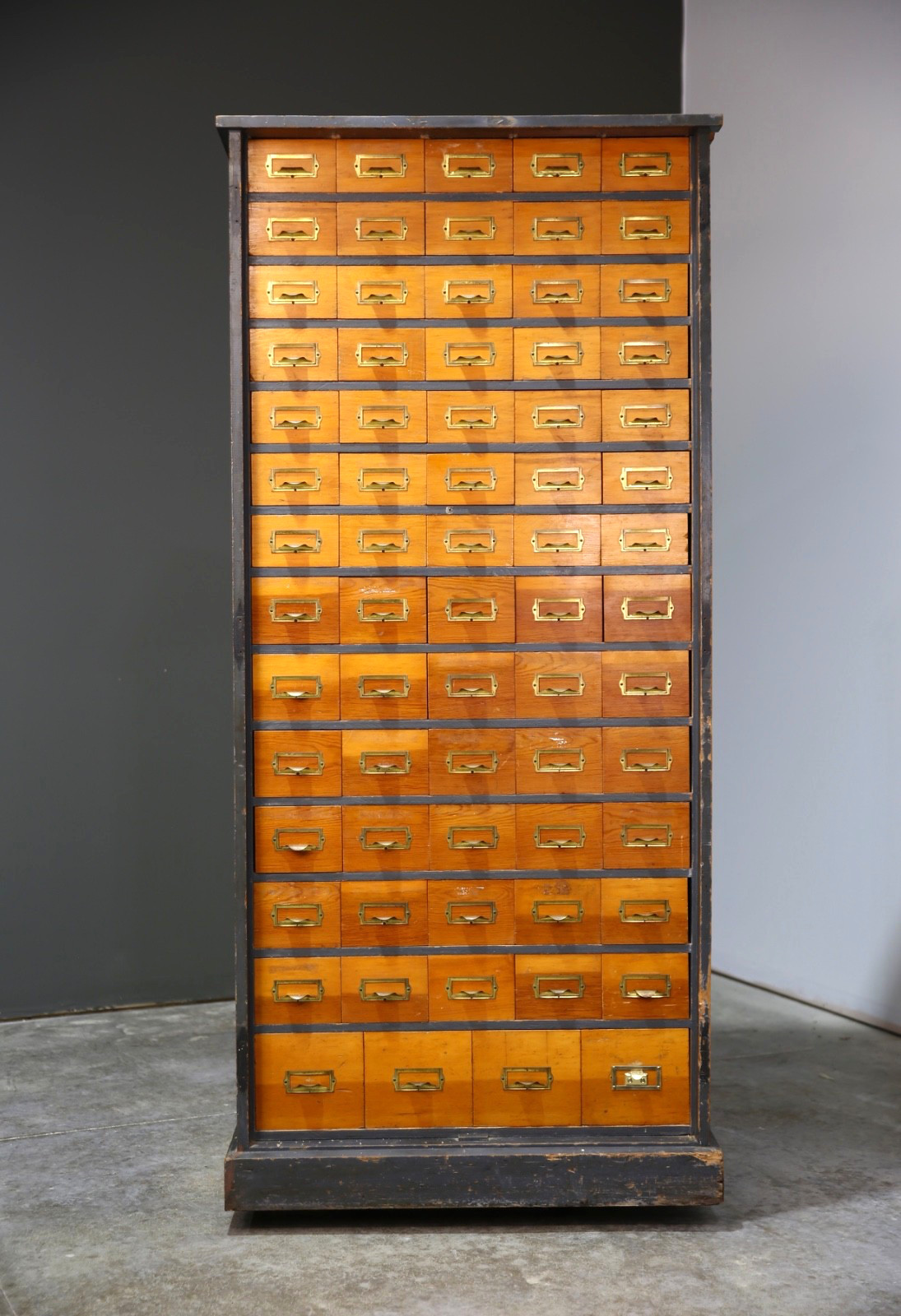 Antique Card Catalog Wood Apothecary Cabinet industrial vintage drawer cubby