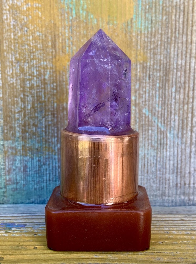 Orgone Mini Cloudbuster Set Amethyst Scepter Point Copper Pipe