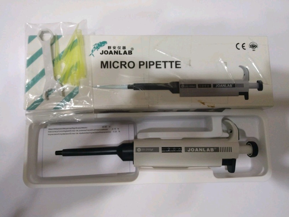 New JoanLab 20-200uL Precision Micro Adjustable Pipette