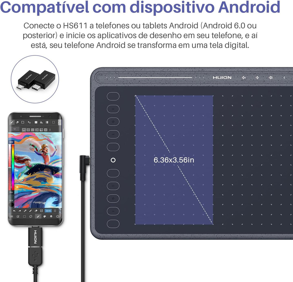 HS611 Graphics Drawing Tablet Android Support Digital Art Tablet with Battery-Fr